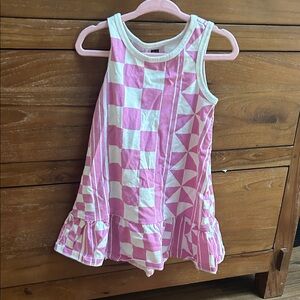 Tea Collection Pink and White Checkered Dress